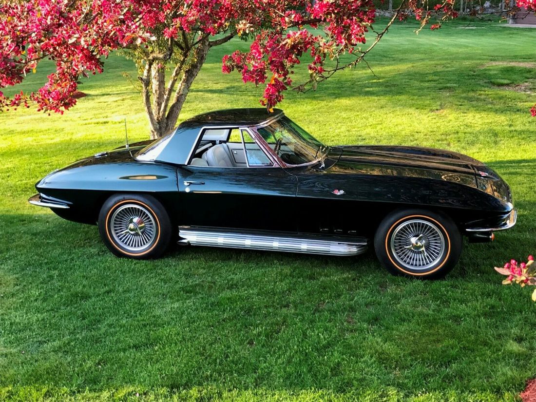 1965 Corvette Roadster Highly Optioned Frame-Off Restored 327/350HP Matching #s 1965 Chevrolet Corvette Glen Green with White Interior