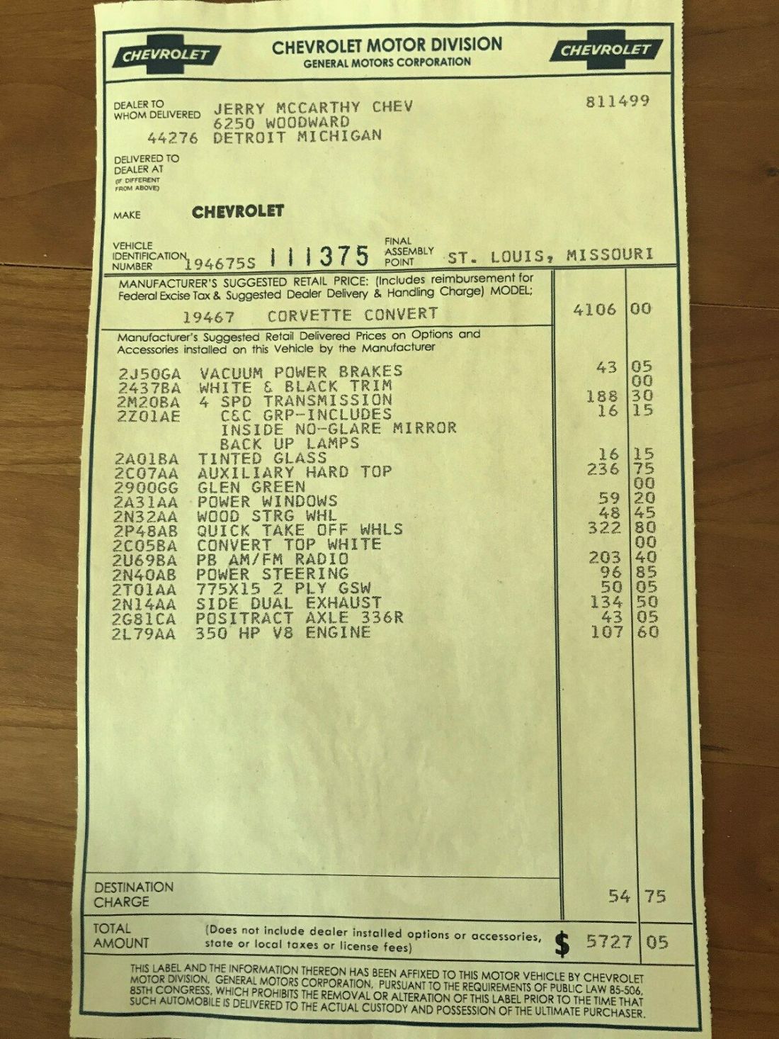 1965 Chevrolet Corvette Glen Green with White Interior - photo 3
