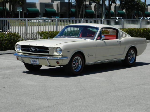 1965 Ford Mustang 2+2 Fastback Original A Code White over Red Factory A/C PB PS 1965 Ford Mustang