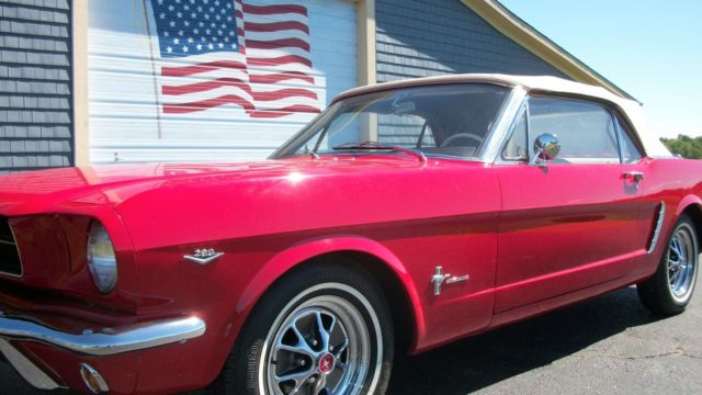 1965 Ford Mustang Convertible, Red w/ White Interior, Wilwood Disc Brakes 1965 Ford Mustang