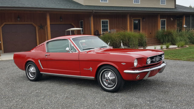 1965 Ford Mustang Fastback 2+2 V8 Manual Transmission Red Black Pony Seats 1965 Ford Mustang FASTBACK 2+2