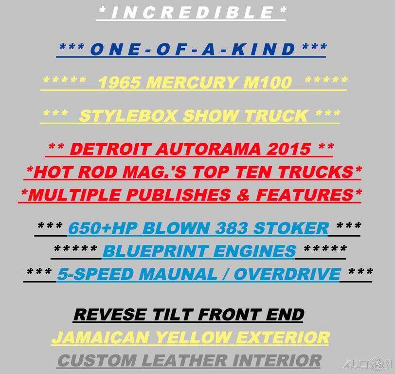 1965 Mercury M100 M100 650HP / Blown 383 Stroker / 5-SPD - photo 3