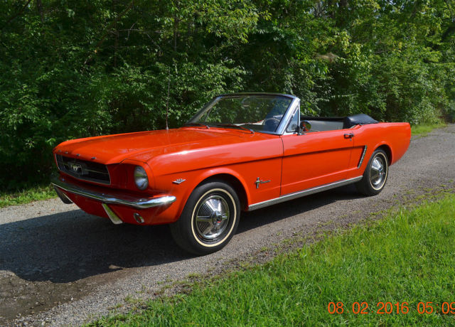 1965 MUSTANG CONVERTIBLE 289 3SPD SOLID BEAUTIFUL POPPY RED AND WHITE NICE 1965 Ford Mustang CONVERTIBLE