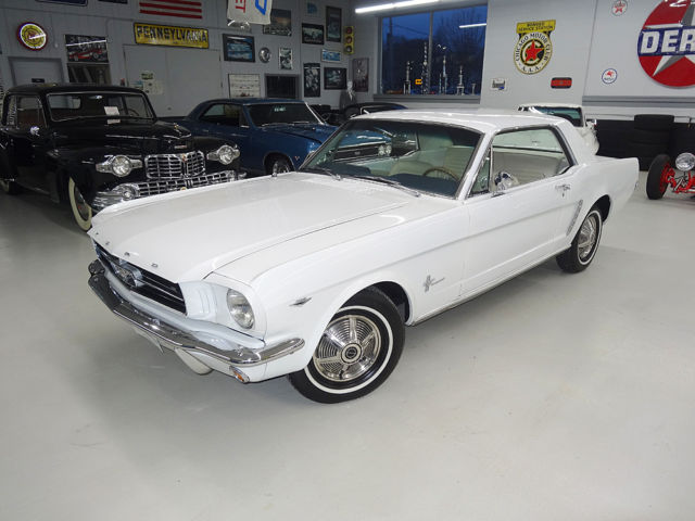 1965 Mustang Coupe Manual Transmission Dual Exhaust AirConditioning White & Blue 1965 Ford Mustang AC Coupe