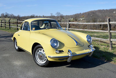 1965 Porsche 356 SC Coupe in Champagne Yellow with Green interior. 1965 Porsche 356