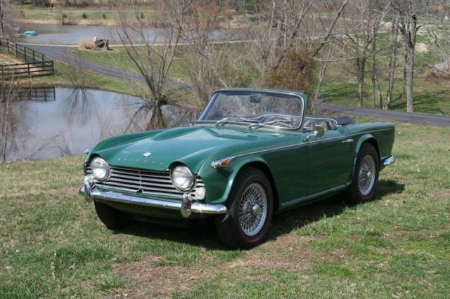 1965 Triumph TR4A wire wheels and red line Michelins 80000 Miles Green Convertib 1965 Triumph TR4A wire wheels and red line Michelins