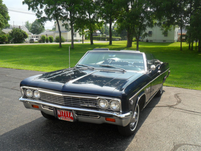 1966 Chevrolet Impala Convertible, midnight blue, black interior, white top. 1966 Chevrolet Impala