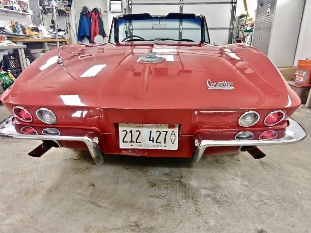 1966 Chevy Corvette Roadster Convertible Rally Red Automatic Factory A/C 1966 Chevrolet Corvette 327/300HP A/C PG Roadster