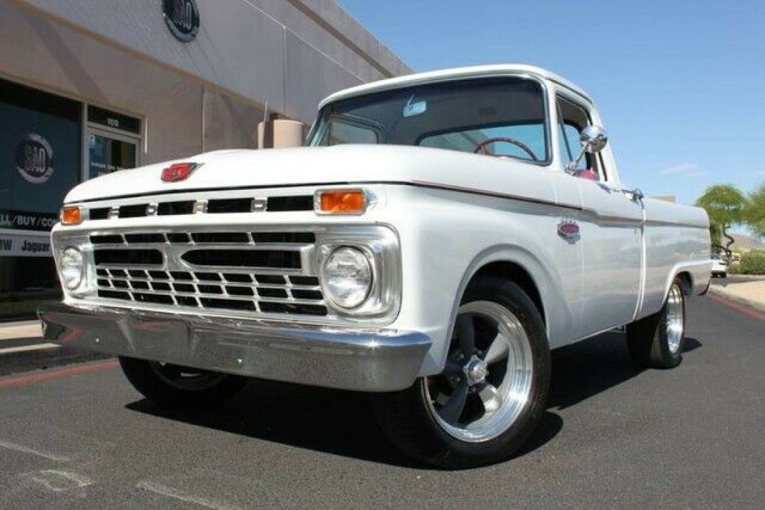 1966 Ford F-100 Custom Cab 12752 Miles Wimbledon White Pickup Truck Built 390 CI 1966 Ford F-100 Custom Cab