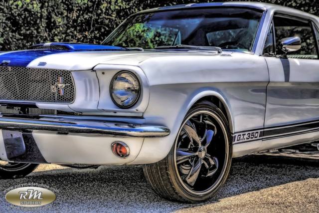 1966 Ford Mustang 289 V8 with Full Shelby GT 350 Styling White with Blue Stripe 1966 Ford Mustang 2 door Coupe