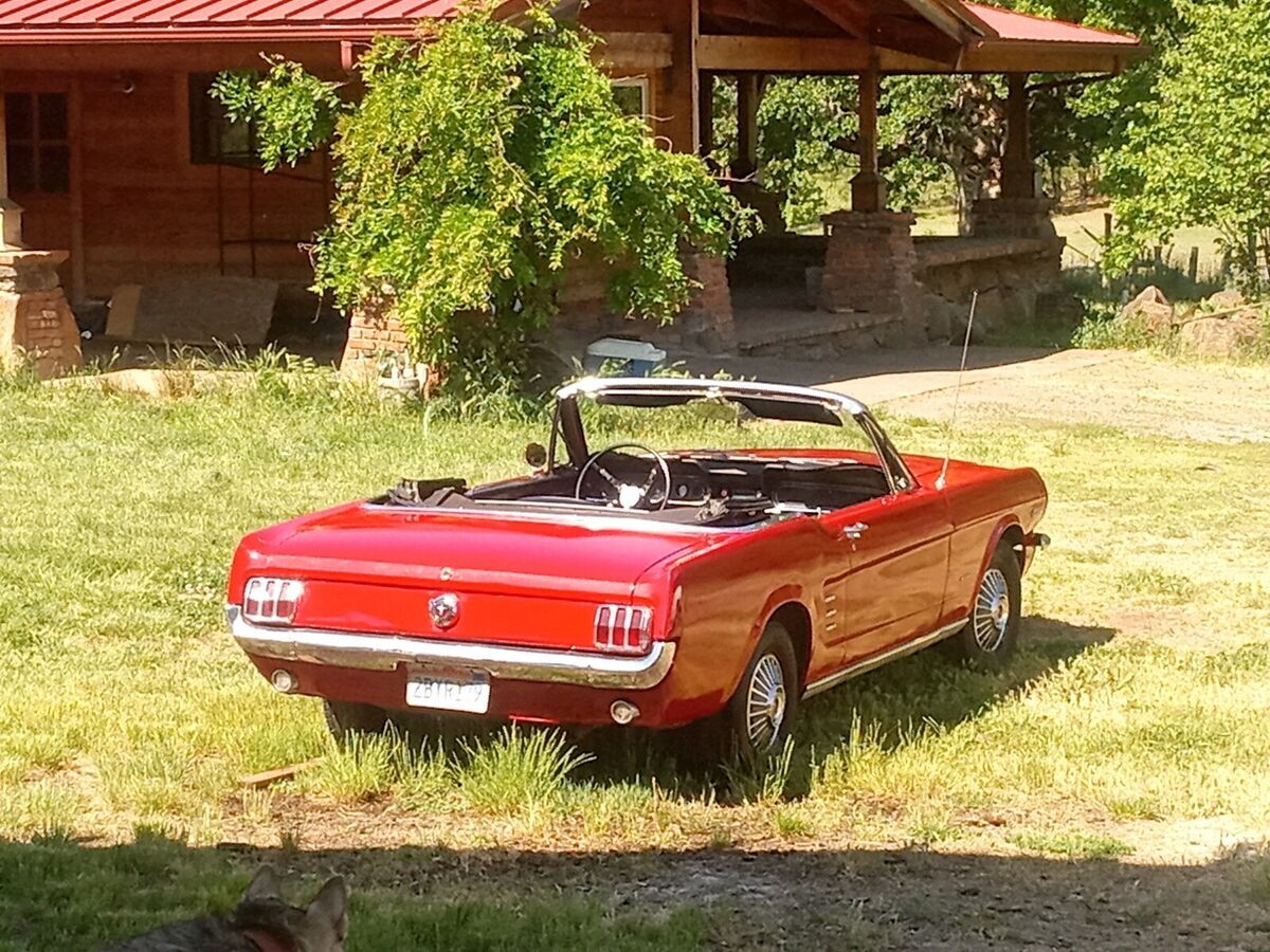 1966 Ford Mustang Convertible Red RWD Manual 3 speed factory stick 1966 Ford Mustang