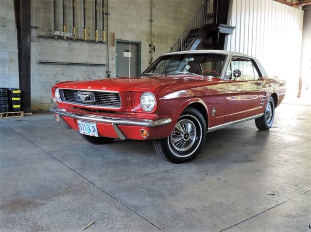 1966 Ford Mustang - Red Coupe with White Vinyl Roof 1966 Ford Mustang Base