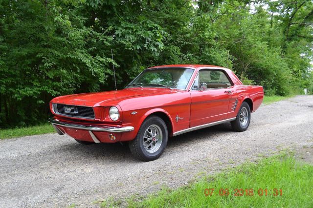 1966 MUSTANG 289 3SPD PS SOLID BEAUTIFUL FACTORY CANDYAPPLE RED AND PARCHMENT 1966 Ford Mustang COUPE 289 MANAUL POWER STEERING