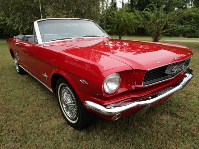 1966 Mustang Convertible Candyapple Red V-8 North Carolina 1966 Ford Mustang Convertible