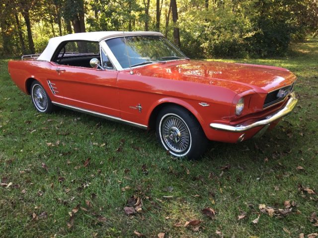 1966 Mustang Convertible Classic Red Pony , New White Top, 289 V8 Auto , P/S 1966 Ford Mustang standard