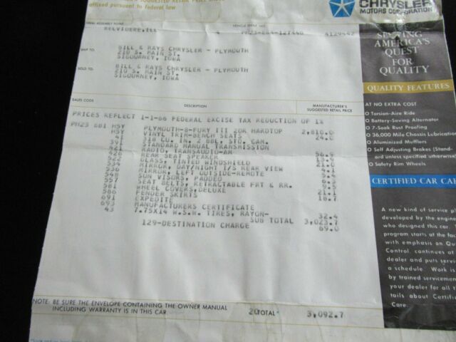 1966 Plymouth Fury vinyl - photo 10