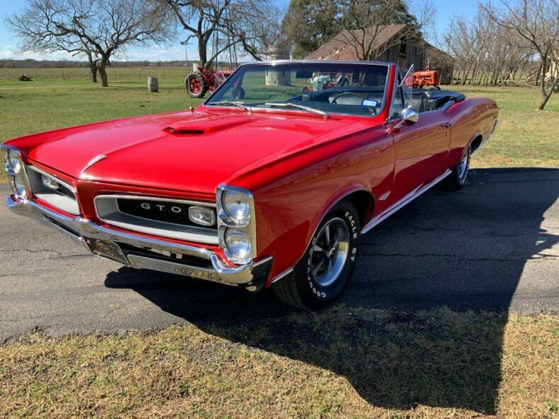 1966 Pontiac GTO 400 tripower 4 speed PS PB 664 Miles Red Convertible 400 V8 4 s 1966 Pontiac GTO 400 tripower 4 speed PS PB