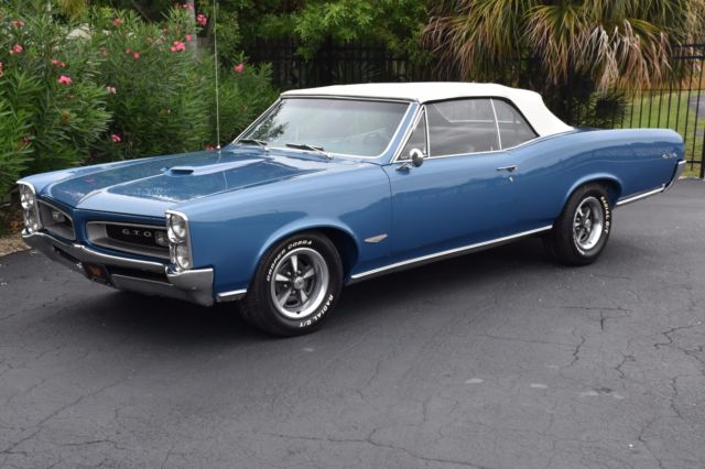 1966 Pontiac GTO Convertible 389CI V8 4-Speed PS PB 0 Fontaine Blue Manual 1966 Pontiac GTO Convertible 389CI V8 4-Speed PS PB