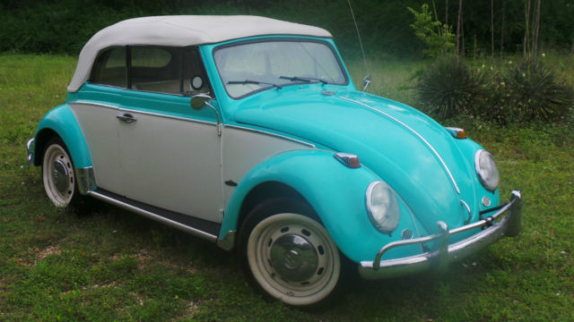 1966 VOLKSWAGEN CONVERTIBLE, SUPER COOL TURQUOISE AND CREAM, SOLID, GOOD DRIVER 1966 Volkswagen Beetle - Classic CONVERTIBLE
