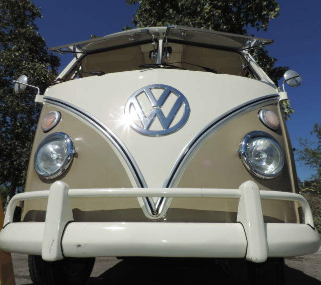 1966 VW Bus 15 Window With Rag Top, Moss Grey/White, Clean 1966 Volkswagen Bus/Vanagon Delux Trim