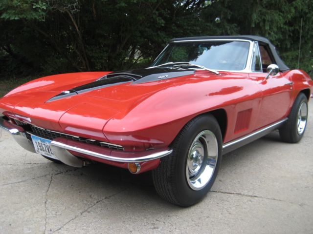 1967 Chevrolet Corvette Convertible Red Roadster 4 Spd Black Interior Super Rare 1967 Chevrolet Corvette