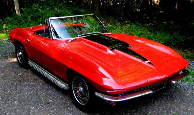 1967 Conv,Rally Red/Blk,Rare L-68 427/400HpTri w/4spd,2 Tops,Bolt-On's,Side Exh. 1967 Chevrolet Corvette Base Convertible 2-Door