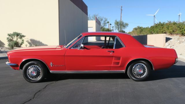 1967 Ford Mustang 289 V8 C CODE! CA CAR! POWER STEERING! RED / RED! - photo 2