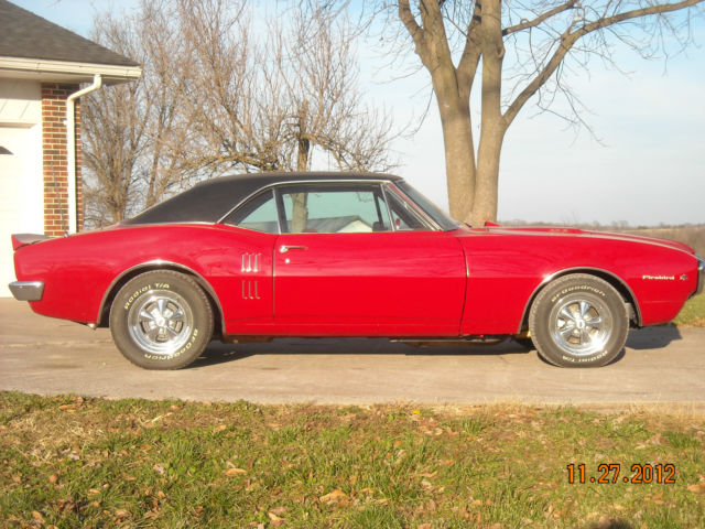 1967 Pontiac Firebird, 428 engine, turbo 400 transmission, solar red ext red int 1967 Pontiac Firebird