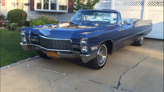 1968 Cadillac DeVille Convertible Blue w/ white top & leather interior 1968 Cadillac DeVille