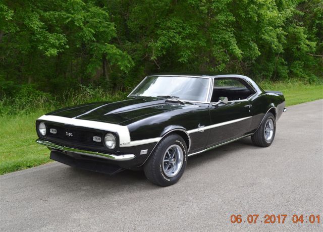 1968 CAMARO 327 NUMBERS MATCH SS TRIM SOLID BEAUTIFUL TUXEDO BLACK VERY NICE 1968 Chevrolet Camaro 2 DOOR HARDTOP