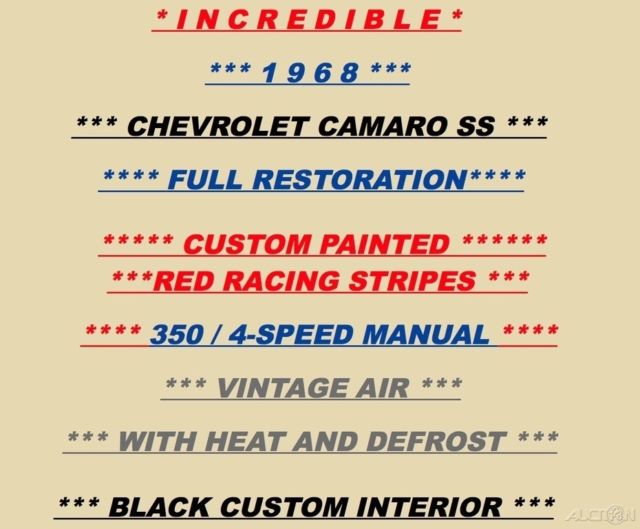 1968 Chevrolet Camaro SS / 4-Speed / Full Restoration / 5k MILES! - photo 2