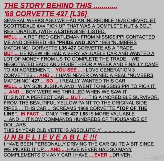 1968 Chevrolet Corvette 427 [L36] Coupe / Number's Matching Survivor / 390 HP - photo 4