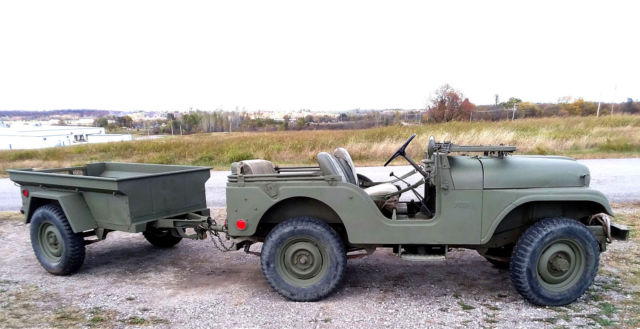 1968 CJ5 M38A1 clone army military jeep and M416 trailer 1968 Jeep CJ