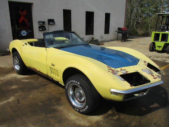 1968 CORVETTE CONVERTIBLE ROLLING BODY PROJECT CAR REST MOD WAS 427/390 CAR 1968 Chevrolet Corvette YELLOW