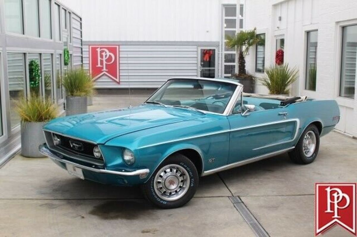 1968 Ford Mustang GT Convertible, Gulfstream Aqua, White top 4-speed 1968 Ford Mustang Convertible