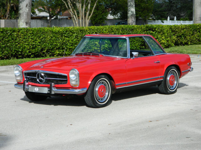 1968 MERCEDES BENZ 280SL PAGODA BOTH TOPS SIGNAL RED HEADLIGHT NOTCHES COLLECTOR 1968 Mercedes-Benz SL-Class Pagoda Top 280SL 280 SL Roadster Auto Air 2 Tops