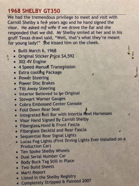 1968 Shelby Cobra GT 350 - photo 12
