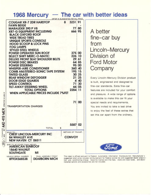 1968 Mercury Cougar SHELBY XR7-G - photo 10