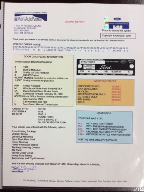 1968 Shelby Mustang GT350 Fastback - photo 2