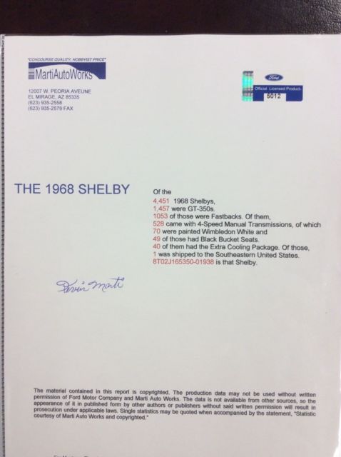 1968 Shelby Mustang GT350 Fastback - photo 3