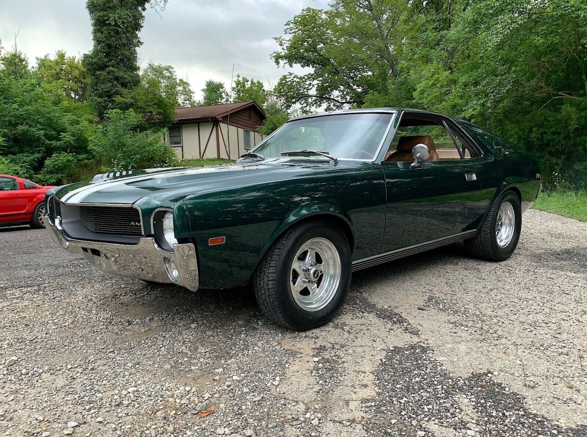 1969 AMX 390 GO PACK 401 4SPD PS PDB LASER STRAIGHT BEAUTIFUL HUNTER GREEN & TAN 1969 AMC AMX GO PACK X-CODE 390 CAR 401 4SPD PS PDB