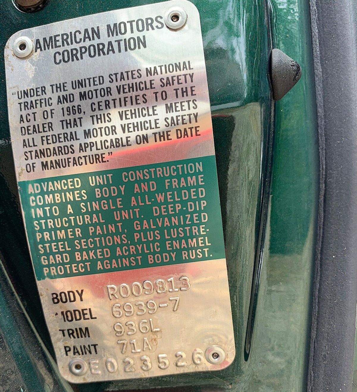 1969 AMC AMX GO PACK X-CODE 390 CAR 401 4SPD PS PDB - photo 3
