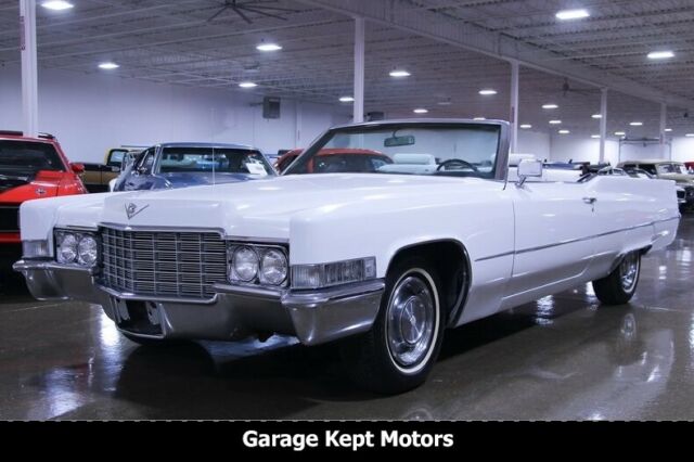 1969 Cadillac DeVille Convertible White Convertible 472cid/375hp 4bbl V8 47378 M 1969 Cadillac DeVille Convertible