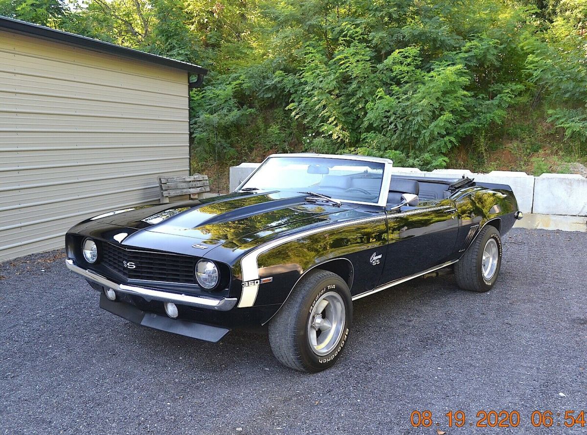 1969 CAMARO CONVERTIBLE SS 350 6SPD 12 BOLT PS PDB SOLID ORIGINAL METAL BLACK 1969 Chevrolet Camaro CONVERTIBLE 350 6PSD 12 BOLT PS PDB LASER STRAIGHT