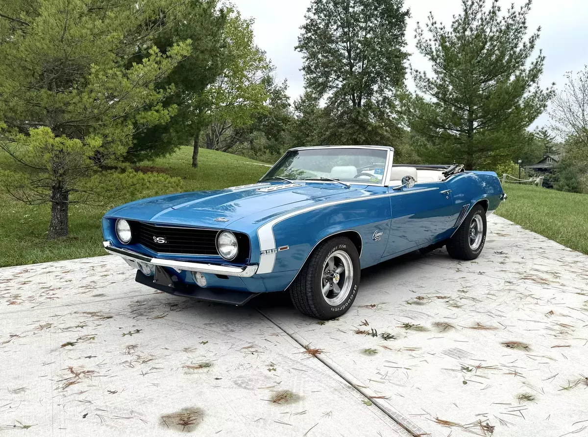 1969 CAMARO CONVERTIBLE SS 396 4SPD PS PDB TACH GAUGES STRAIGHT LEMANS BLUE 1969 CHEVROLET SS CAMARO CONVERTIBLE SS 396 4SPD PS PDB TACH