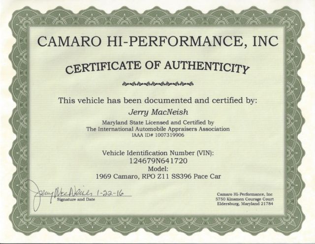 1969 Chevrolet Camaro RPO-Z11 396/375hp L89 Indy 500 Pacecar - photo 12