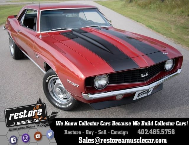 1969 Chevrolet Camaro SS 1265 Miles Burgundy Metallic Hardtop 327 V8 3 Speed Aut 1969 Chevrolet Camaro SS