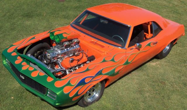 1969 Chevy Camaro RS Pro Street 565 Ci Dart Big M 1200 HP 871 BDS SuperCharger! 1969 Chevrolet Camaro Rally Sport Pro Street 565 Ci 1200 HP