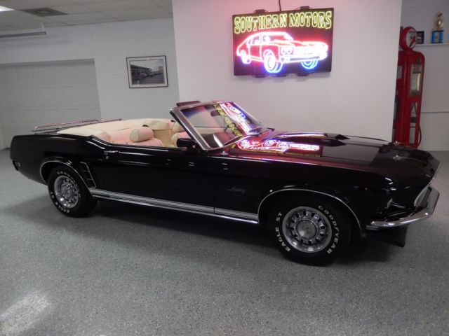 1969 Ford Mustang Convertible Raven black match#s 351 factory A/C Recent Resto 1969 Ford Mustang Buckets with Console