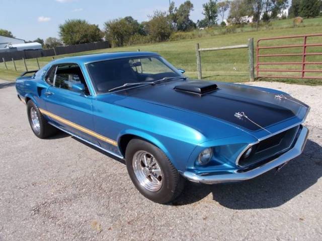 1969 Ford MUSTANG FASTBACK, MACH PARTS, SHAKER, Built 351 C, 5-Sp, Acapulco Blue 1969 Ford Mustang FASTBACK